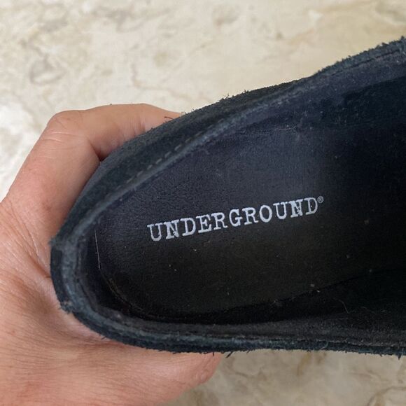 UNDERGROUND Black Leather & Leopard Bovine Fur Platform Wedge Creepers - Picture 13 of 15